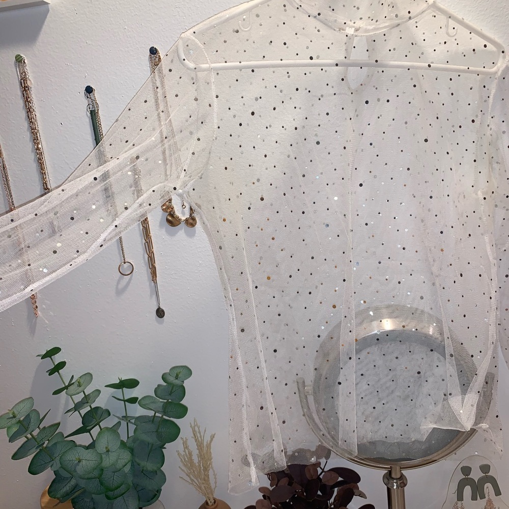 See Through Glitter Long Sleeve